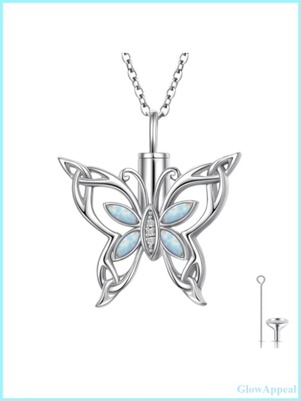 Sterling Silver Butterfly Urn Necklace for Ashes Memorial Cremation Pendant